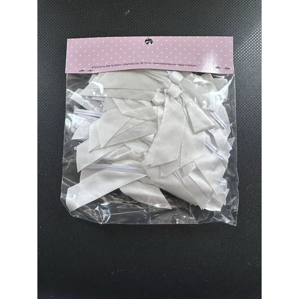 25 PCS White Satin Ribbon Twist Tie Bows 3.5 Inch for Tying Package Gifts